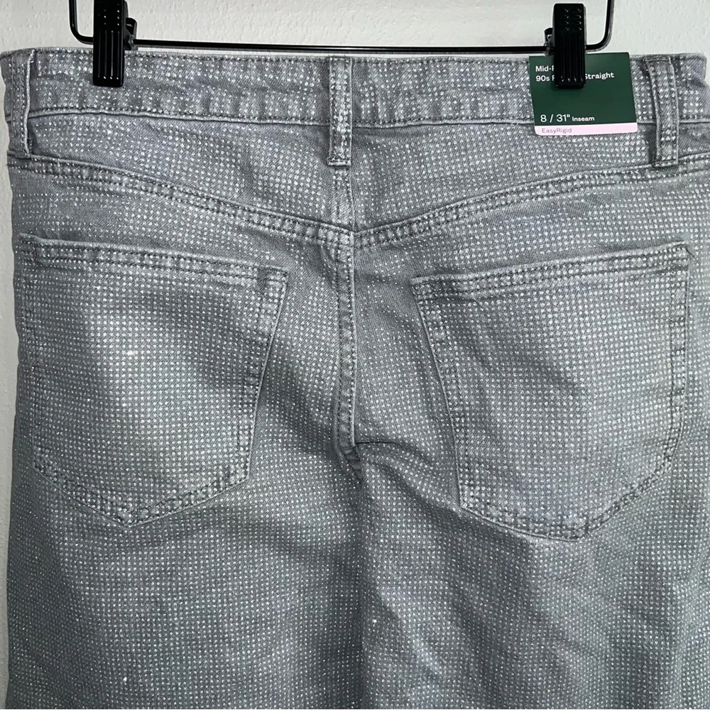 Wild Fable Dark Gray Silver Metallic Foil Dot 90s Relaxed Straight Jeans 8‎ NEW
